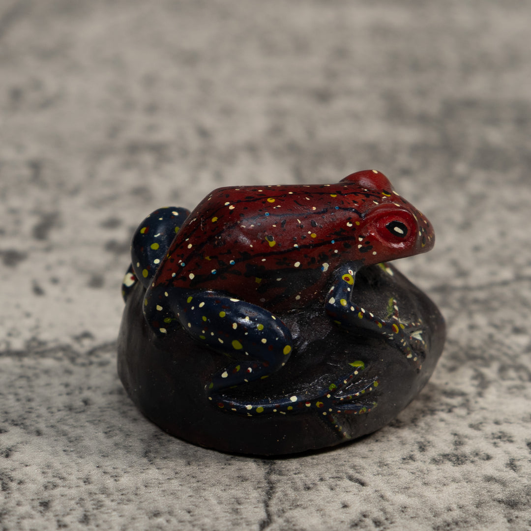 Vintage Black Yellow And Red Poison Dart Frog Tagua Carving
