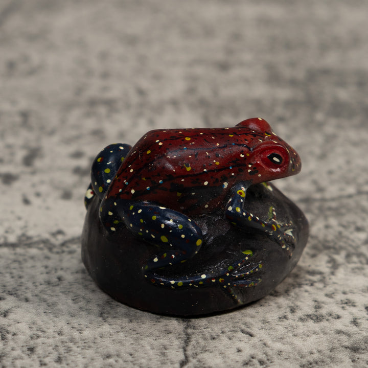 Vintage Black Yellow And Red Poison Dart Frog Tagua Carving