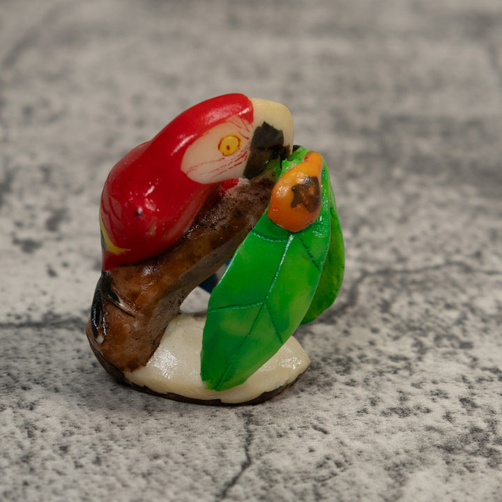 Red Blue And Yellow Macaw Parrot Bird Tagua Carving