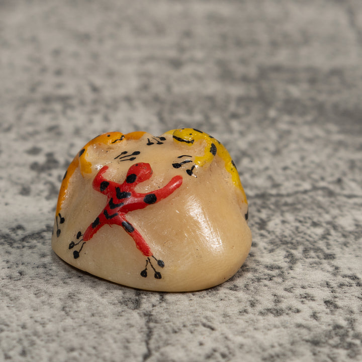 Yellow Gold And Red Triple Poison Dart Frog Tagua Carving