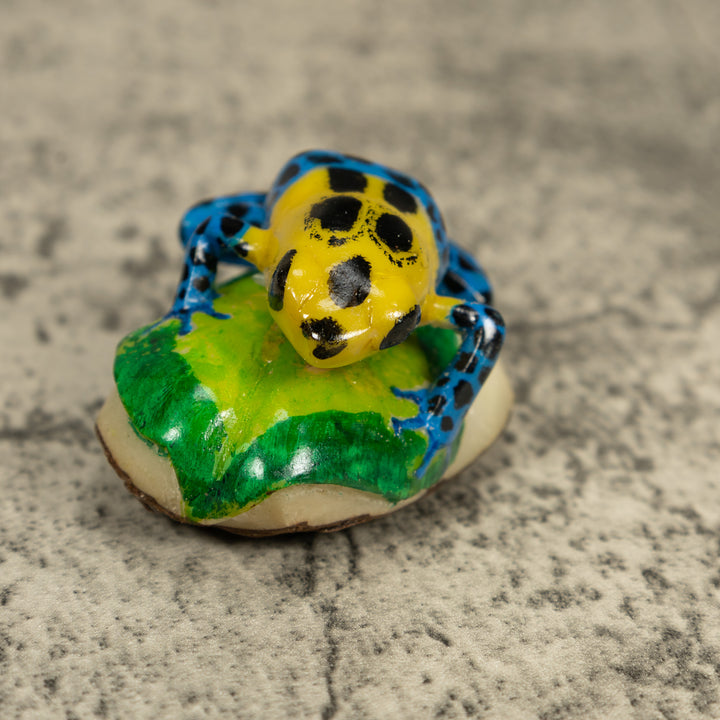 Blue And Yellow Poison Dart Frog Tagua Carving