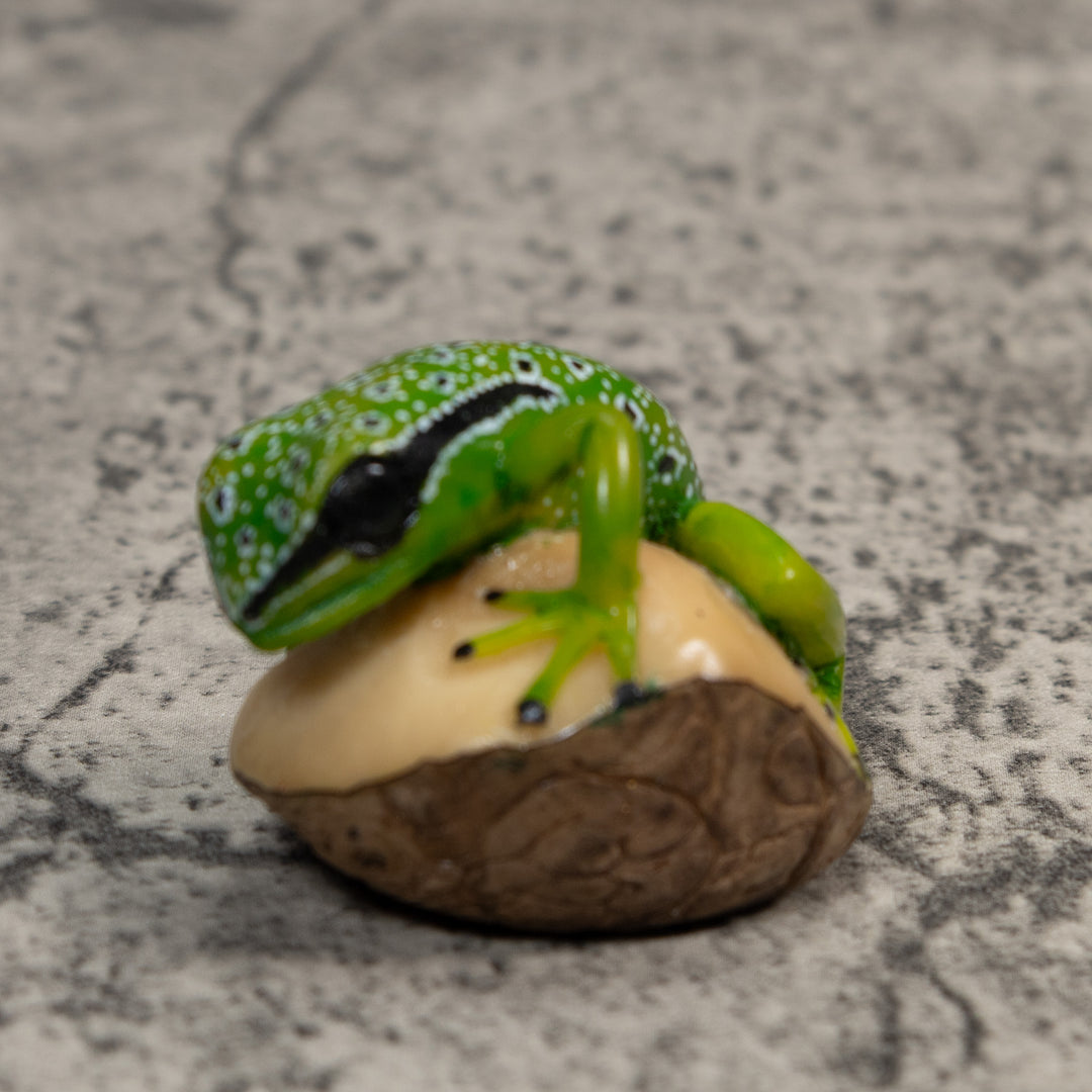 Black White And Green Poison Dart Frog Tagua Carving