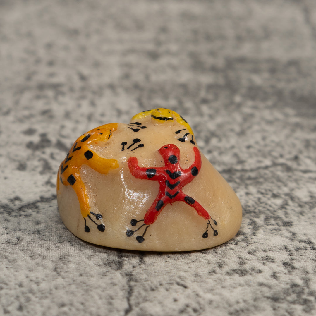 Yellow Gold And Red Triple Poison Dart Frog Tagua Carving