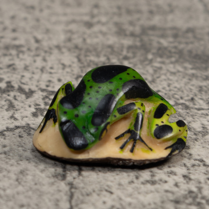 Vintage Green And Black Poison Dart Frog Tagua Carving