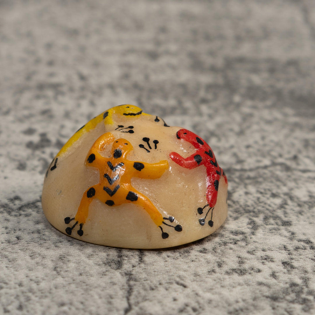 Yellow Gold And Red Triple Poison Dart Frog Tagua Carving