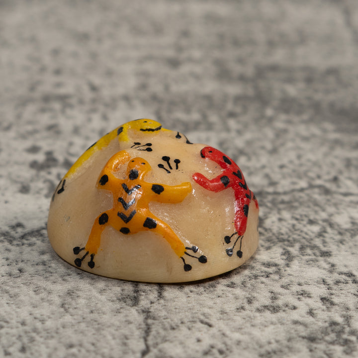 Yellow Gold And Red Triple Poison Dart Frog Tagua Carving