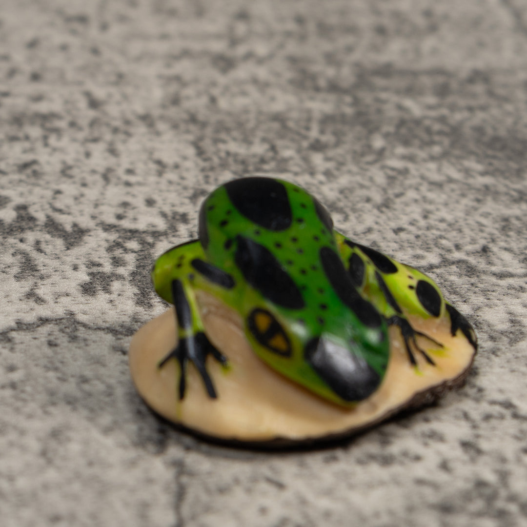 Vintage Green And Black Poison Dart Frog Tagua Carving