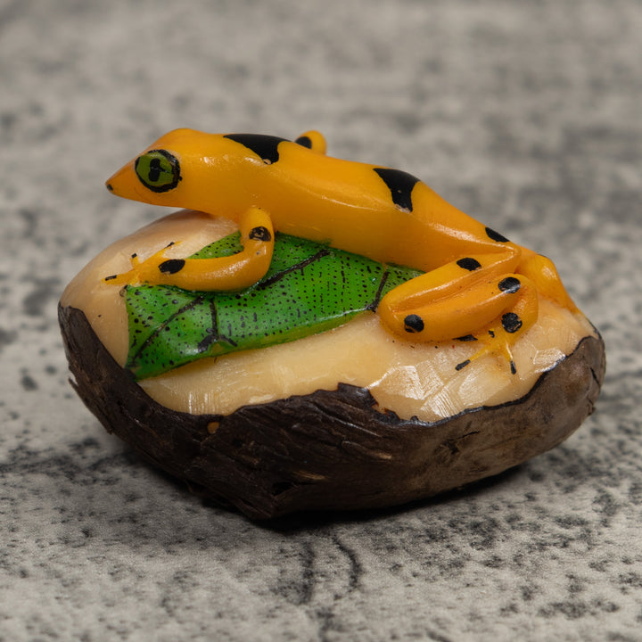 Golden Frog Tagua Carving