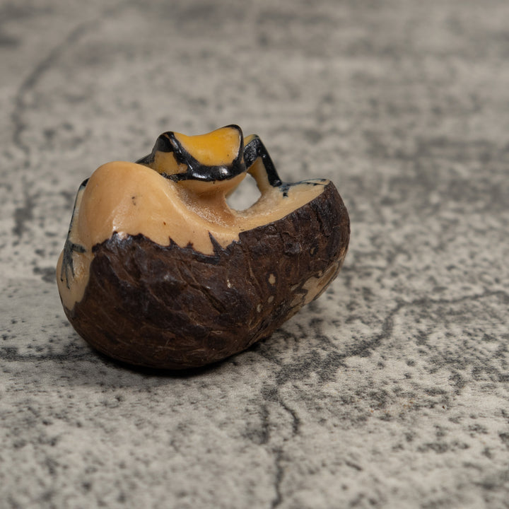 Vintage Yellow And Black Poison Dart Frog Tagua Carving