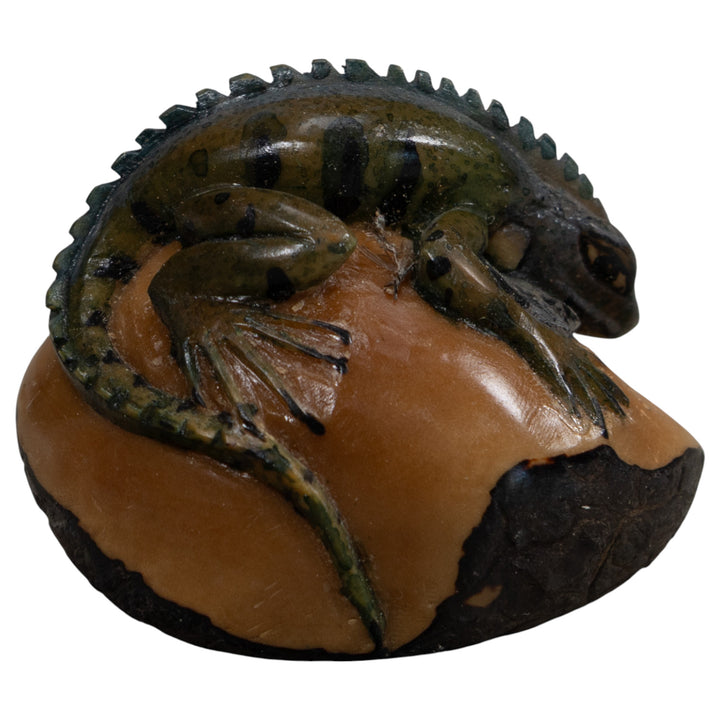 Vintage Iguana Lizard Reptile Tagua Carving