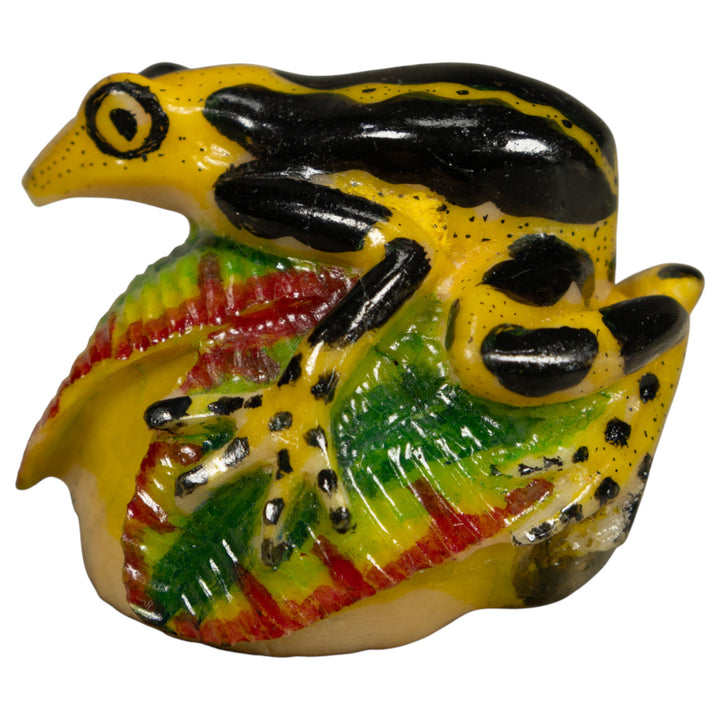 Black And Yellow Poison Dart Frog Tagua Carving