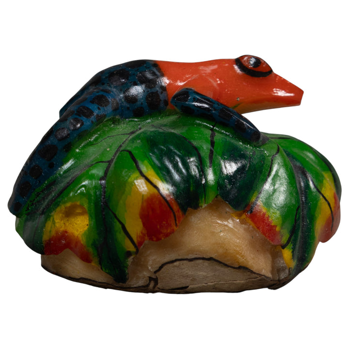 Vintage Red Blue And Green Frog Tagua Carving
