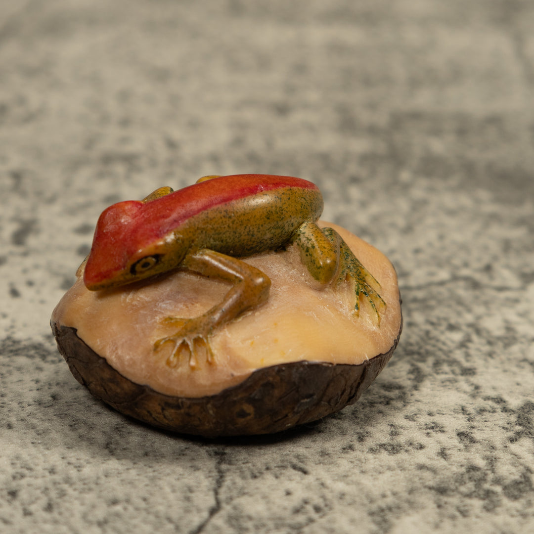 Red Stripped gecko Tagua Carving