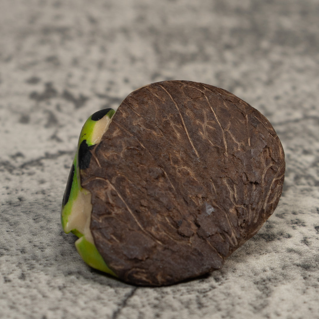 Vintage Green And Black Poison Dart Frog Tagua Carving