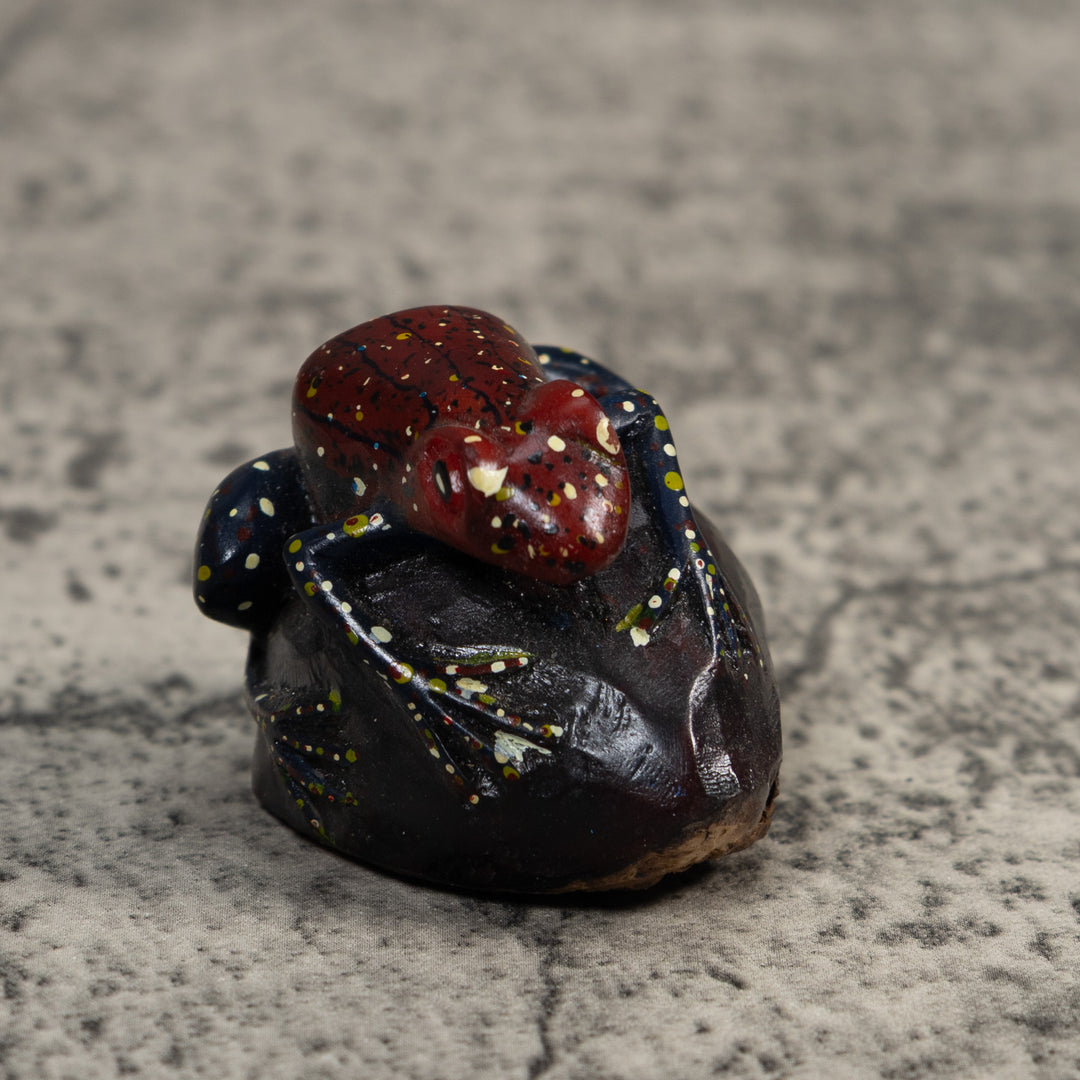 Vintage Black Yellow And Red Poison Dart Frog Tagua Carving