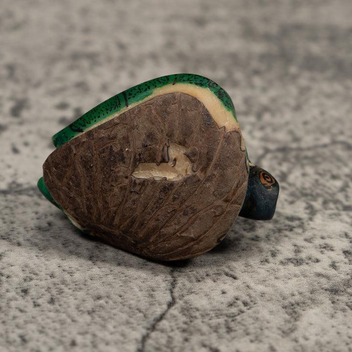 Vintage Black Green Iguana Tagua Carving