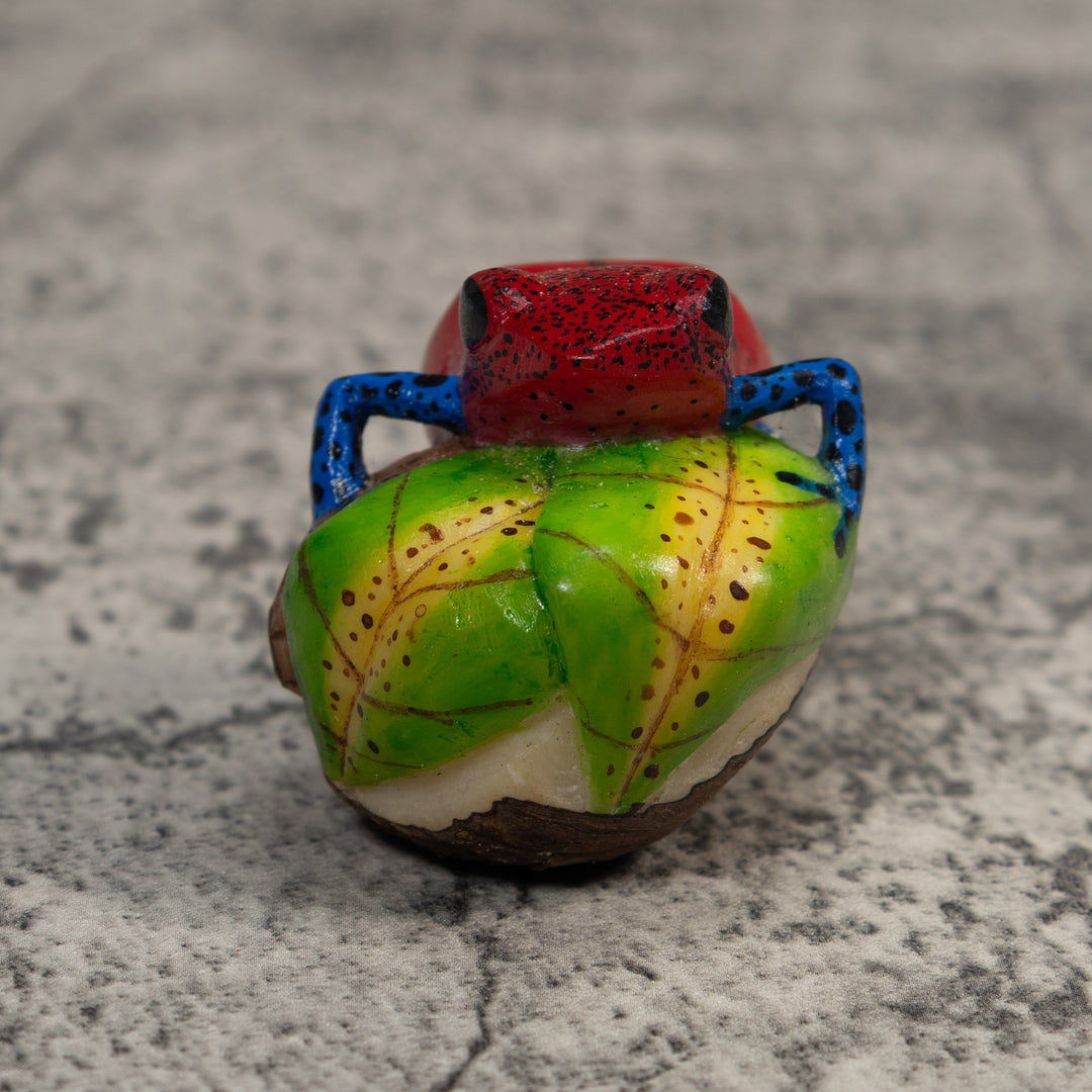 Red And Blue Poison Dart Frog Tagua Carving