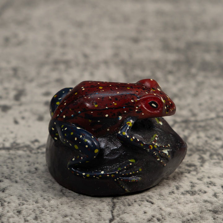 Vintage Black Yellow And Red Poison Dart Frog Tagua Carving