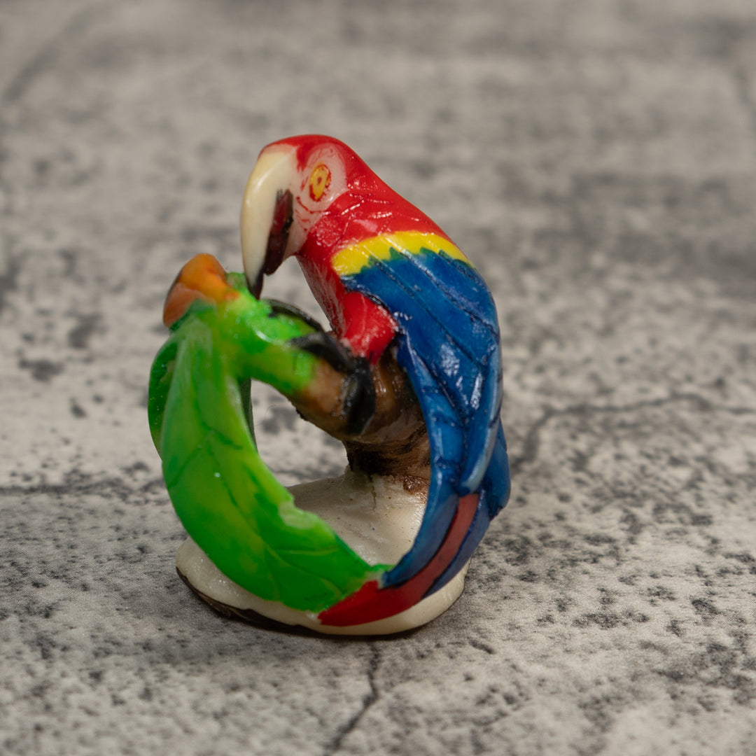 Red Blue And Yellow Macaw Parrot Bird Tagua Carving