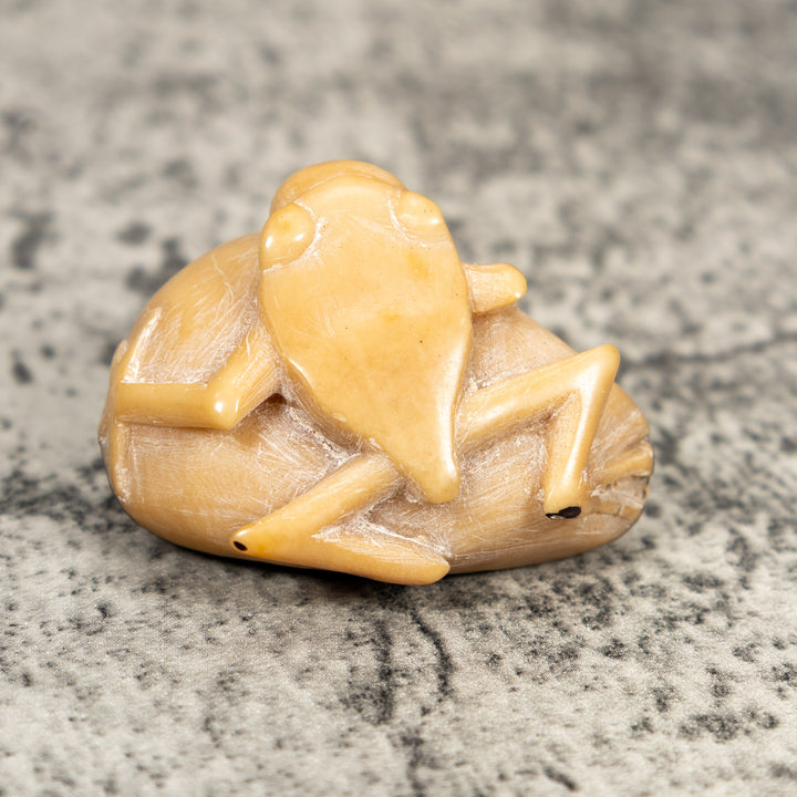 Natural White Blow Throat Frog Tagua Carving