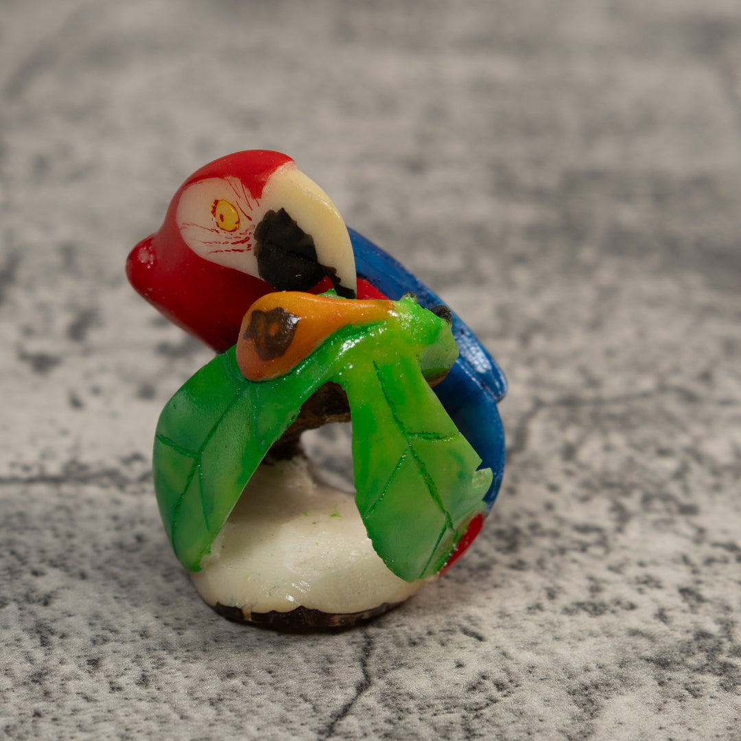Red Blue And Yellow Macaw Parrot Bird Tagua Carving