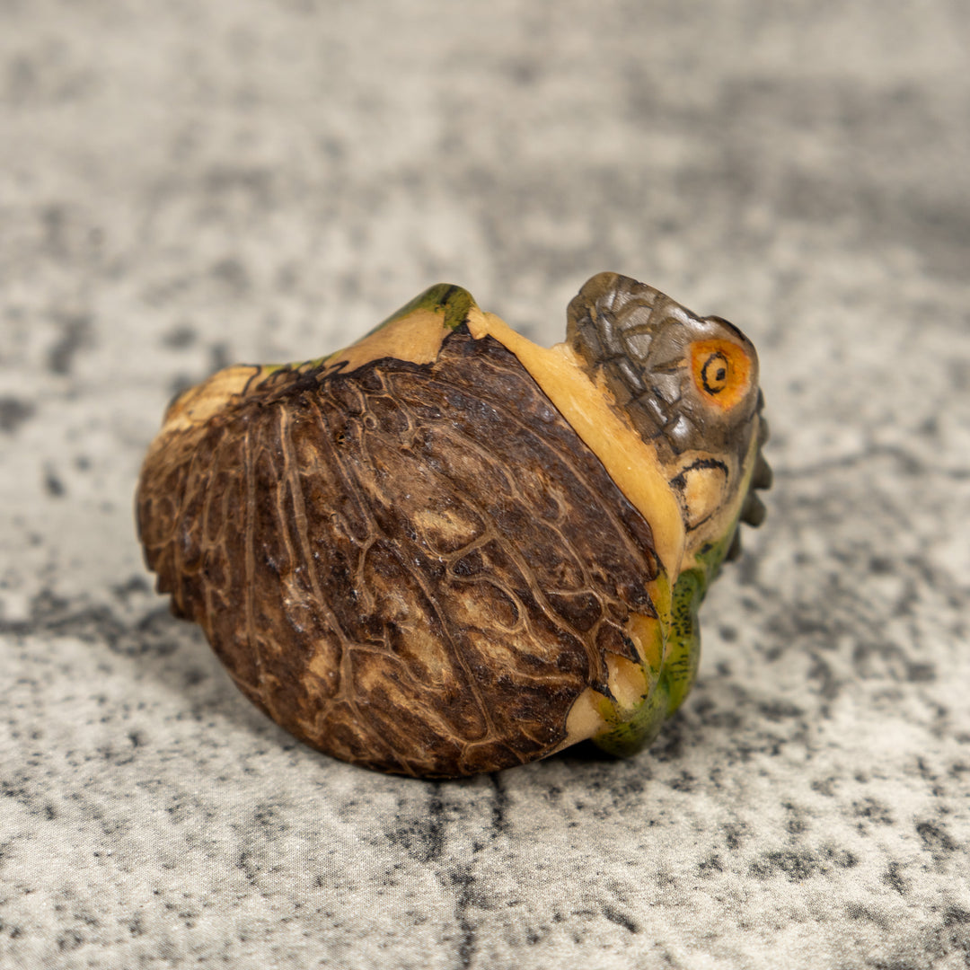 Green Gray And Black Iguana Lizard Tagua Carving
