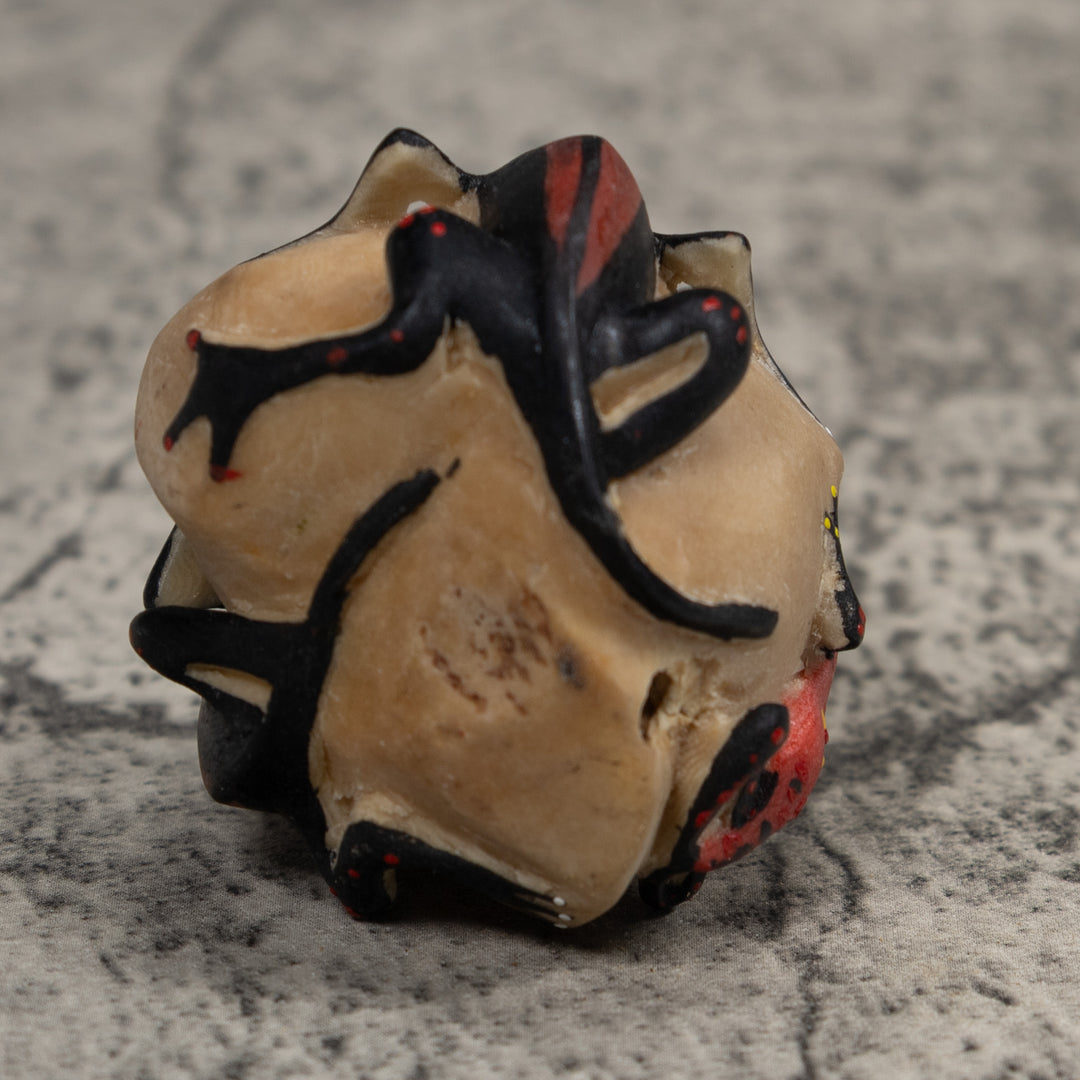 Vintage Red  Black Frog And Gecko Tagua Carving