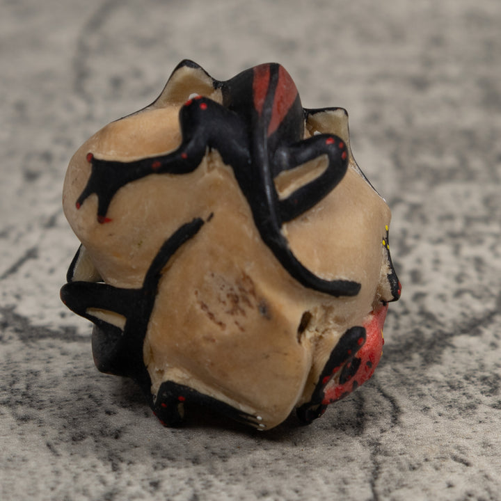 Vintage Red  Black Frog And Gecko Tagua Carving