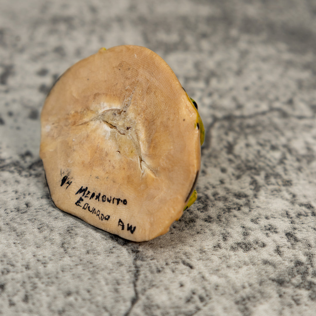 Vintage Green Gold And Black Frog Tagua Carving