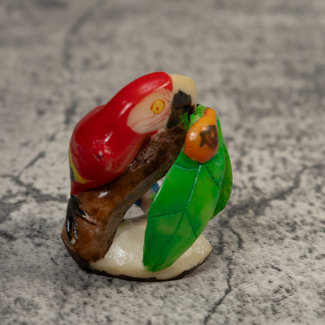 Red Blue And Yellow Macaw Parrot Bird Tagua Carving
