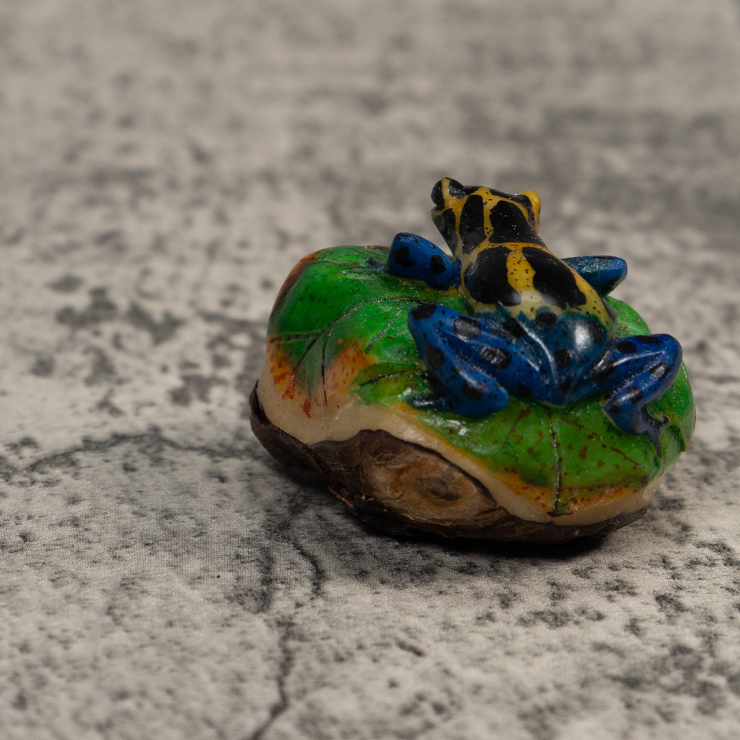 Black Blue And Yellow Poison Dart Frog Tagua Carving