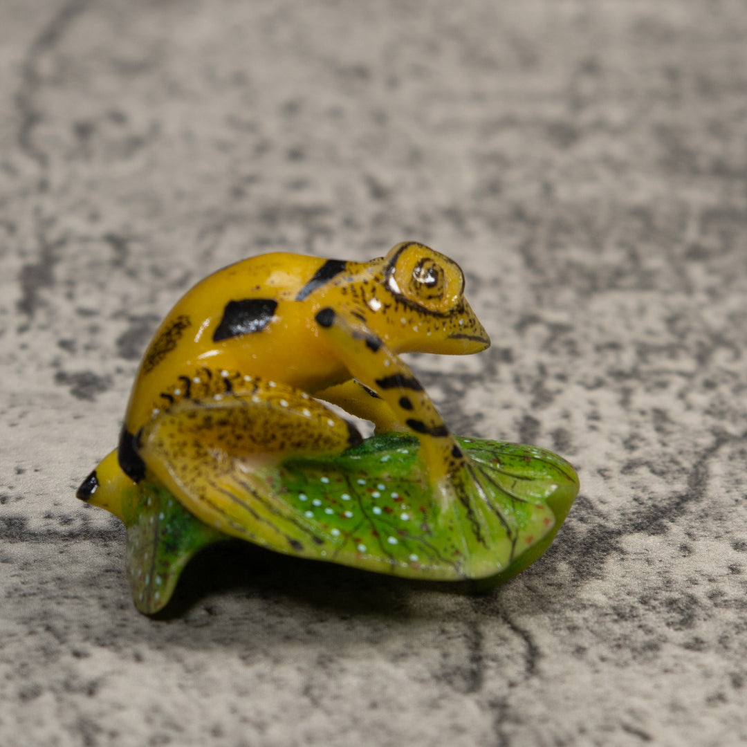 Black Yellow And Green Poison Dart Frog Tagua Carving