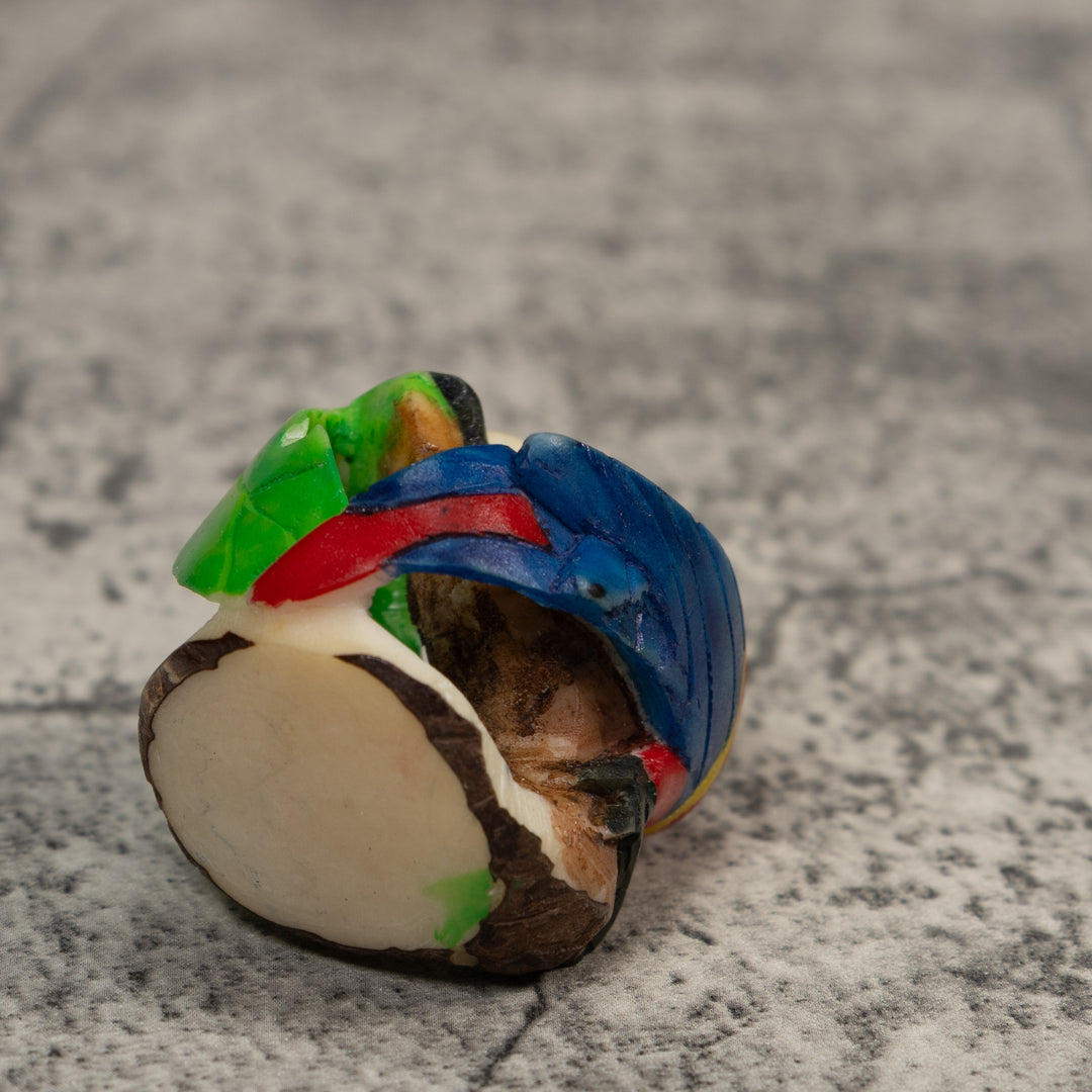 Red Blue And Yellow Macaw Parrot Bird Tagua Carving