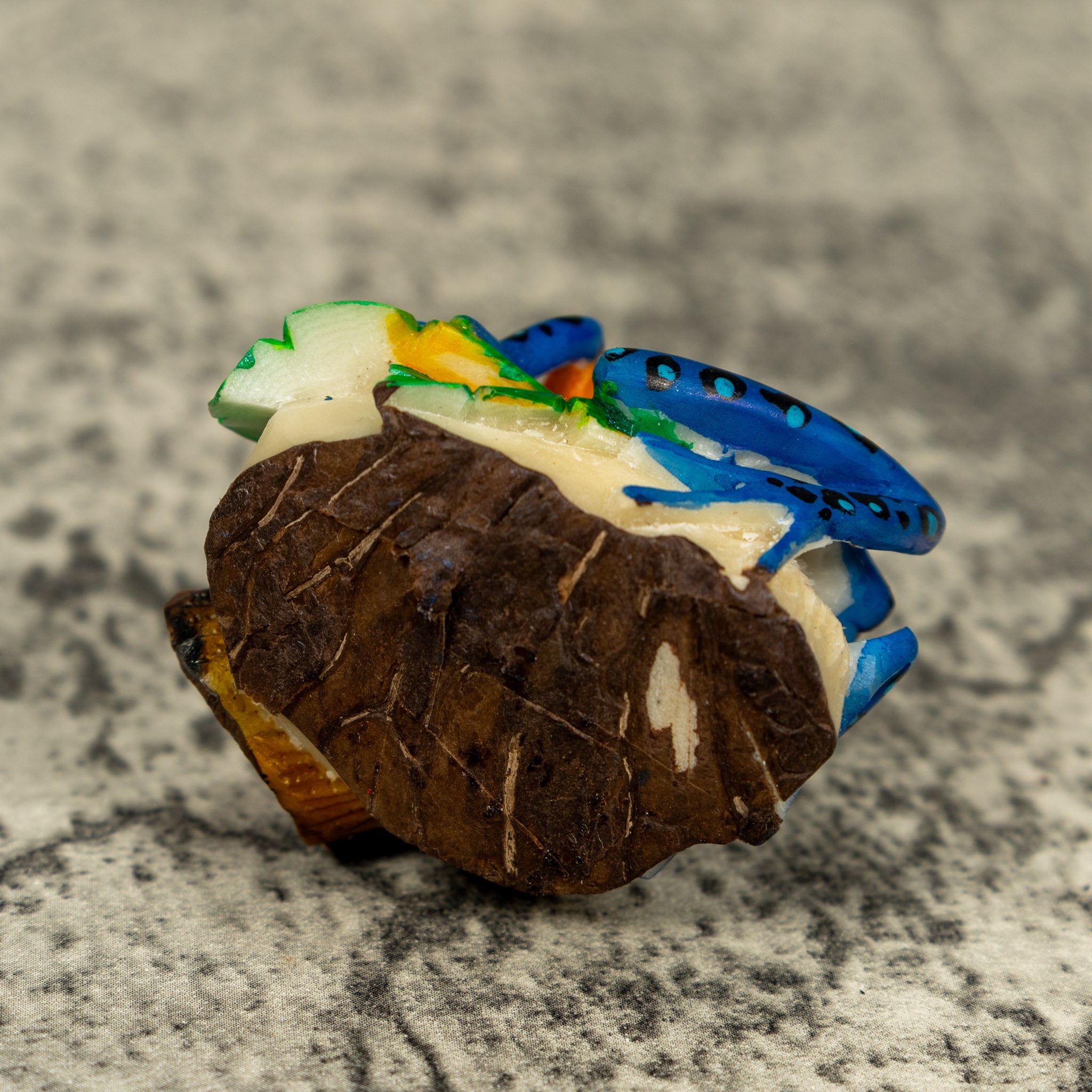 Blue Orange And Black Poison Dart Frog Tagua Carving – TraderBrock