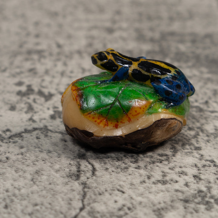 Black Blue And Yellow Poison Dart Frog Tagua Carving