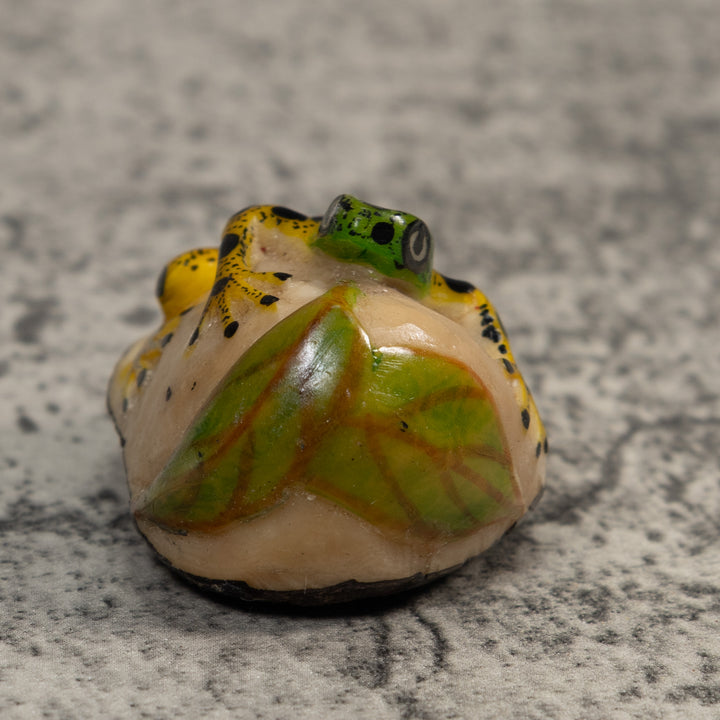 Green Yellow And Black Poison Dart Frog Tagua Carving