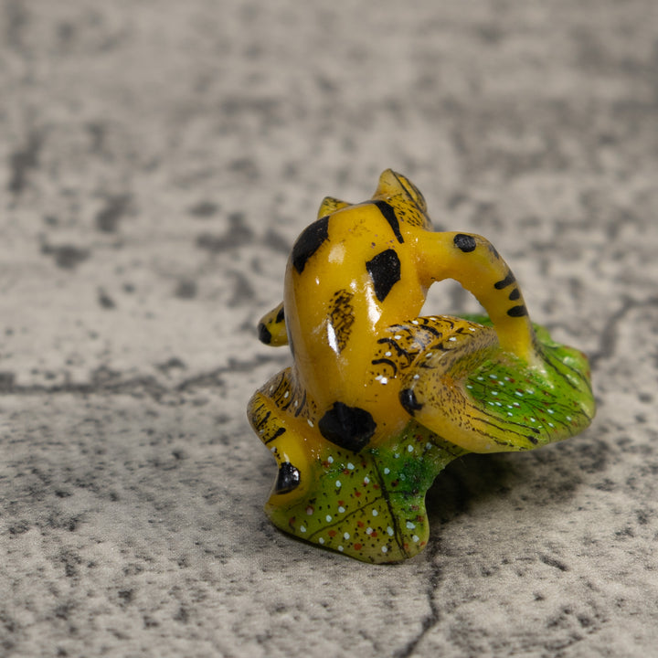 Black Yellow And Green Poison Dart Frog Tagua Carving