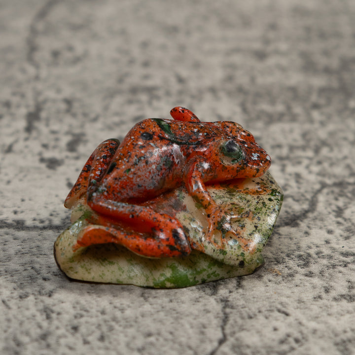 Vintage Black And Red Sprinkled Poison Dart Frog Tagua Carving