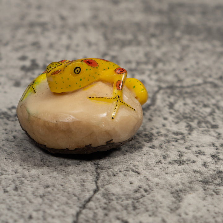 Vintage Yellow And Red FrogTagua Carving