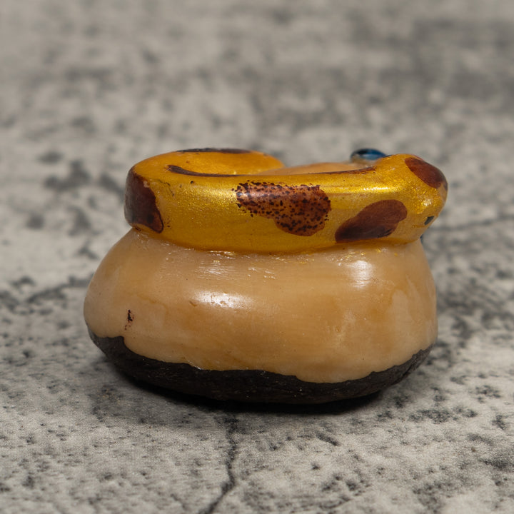 Vintage Snake Eating A Frog Tagua Carving