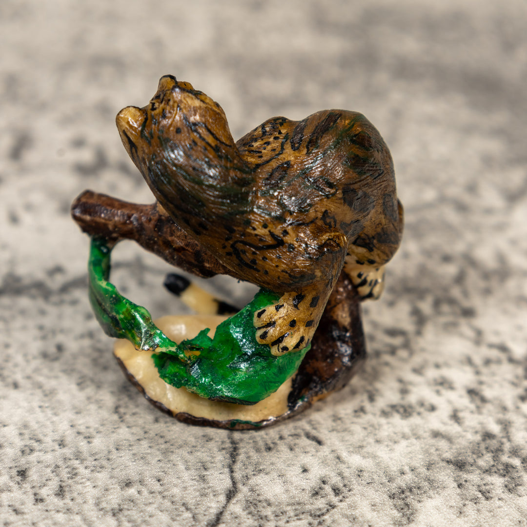 Jaguar Cat On Log Tagua Carving