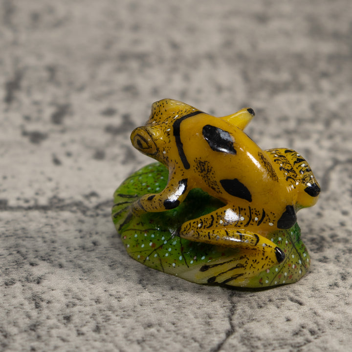 Black Yellow And Green Poison Dart Frog Tagua Carving