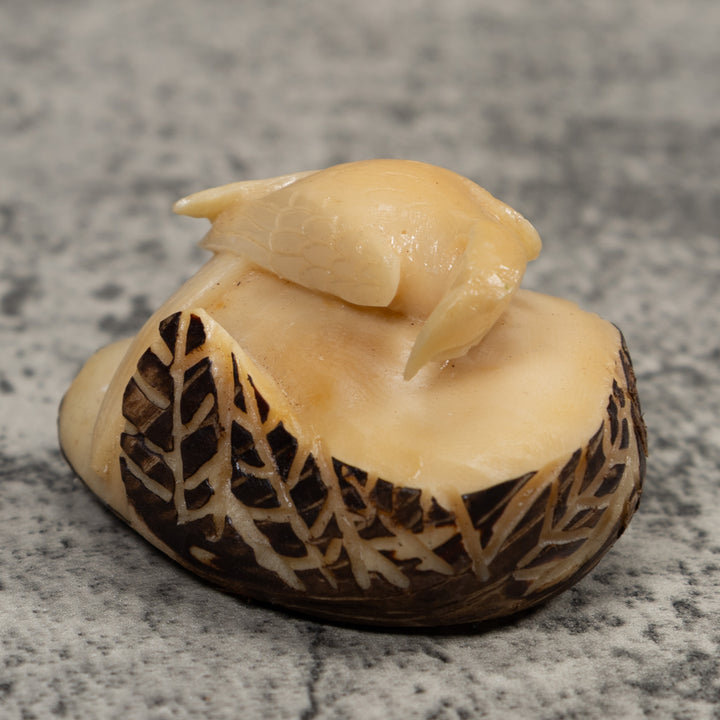 Vintage White Parrot Bird Tagua Carving