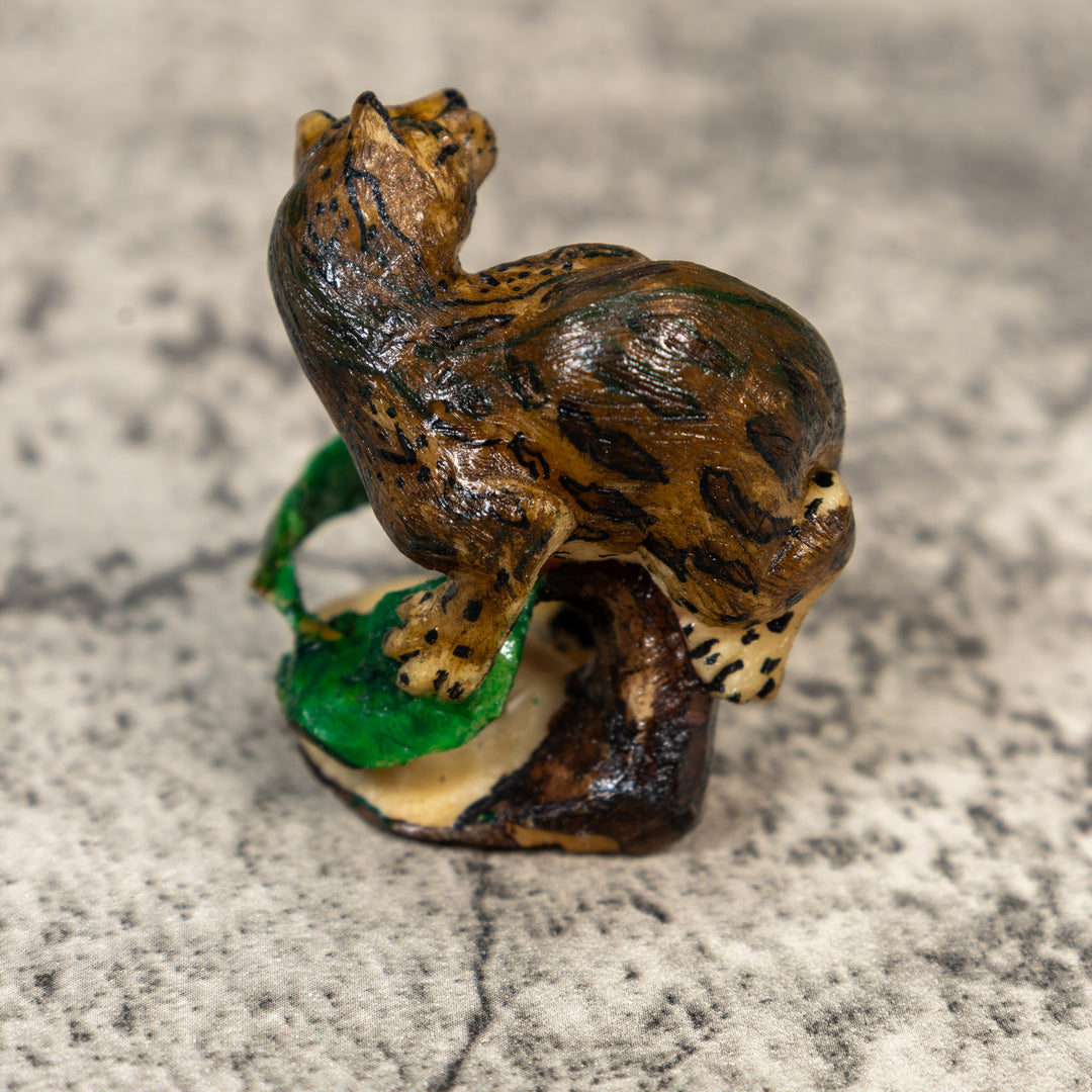 Jaguar Cat On Log Tagua Carving