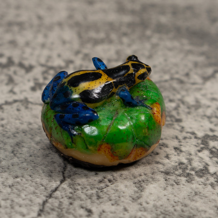 Black Blue And Yellow Poison Dart Frog Tagua Carving