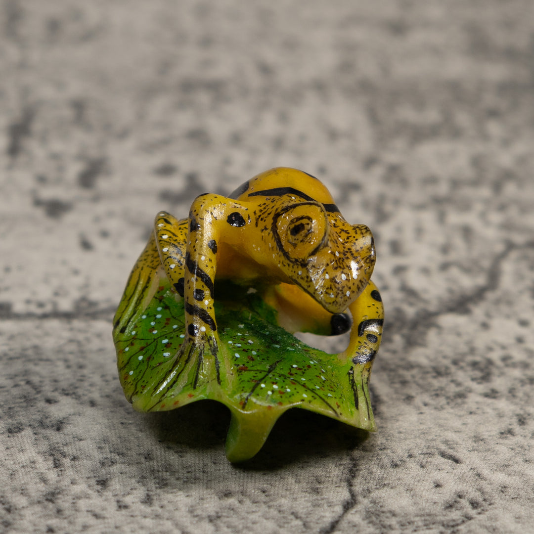 Black Yellow And Green Poison Dart Frog Tagua Carving