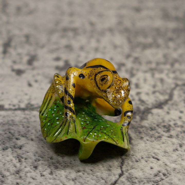 Black Yellow And Green Poison Dart Frog Tagua Carving