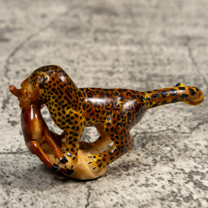 Vintage Jaguar With Kill Tagua Carving