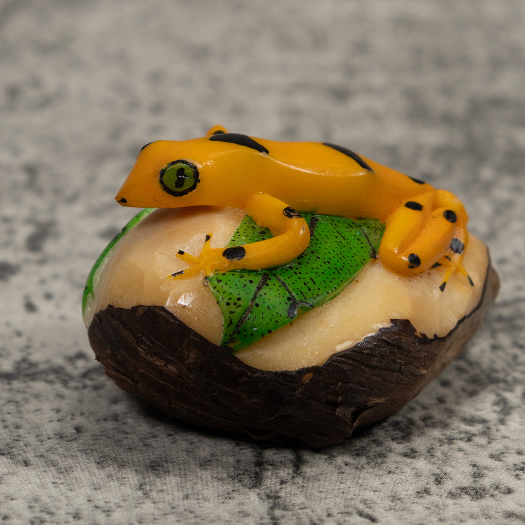 Golden Frog Tagua Carving
