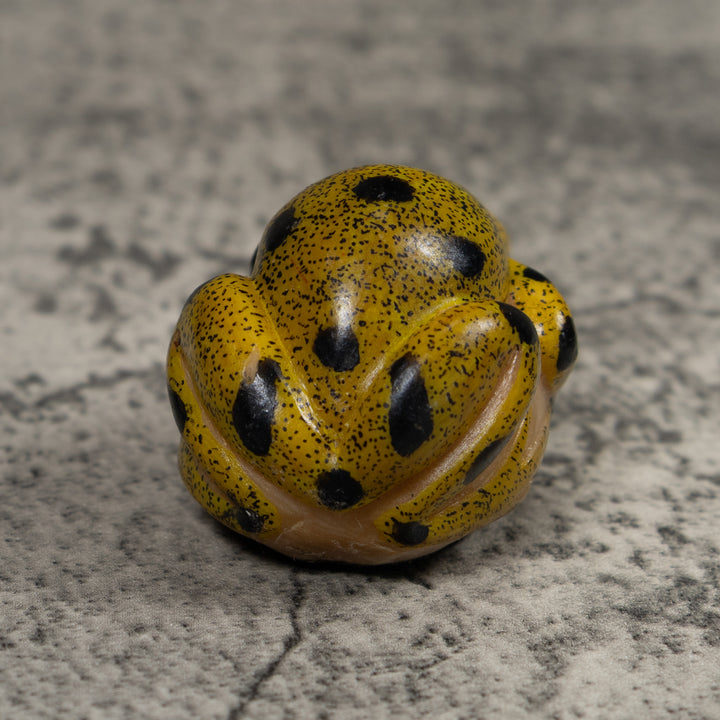 Vintage Black And Gold Frog Tagua Carving